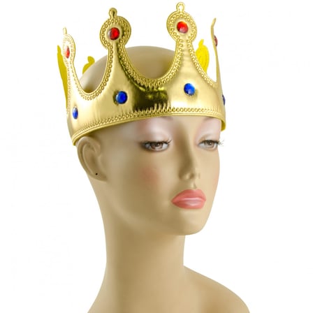 Altın Renk Kumaş Malzemeden İmal Yetişkin ve Çocuk Kral Tacı 55 cm (5372)