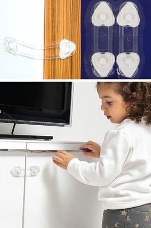 2&amp;apos;li Mini Çok Amaçlı Kilit- Çocuk Güvenlik Gereçkerli Çekmece,Dolap,Kapak Kilidi (5372)