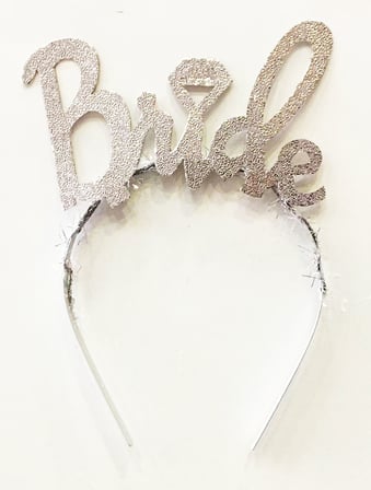 Gümüş Renk Bekarlığa Veda İtalik Yazı Alyanslı Bride Taç (5372)