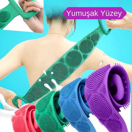 Çift Taraflı Banyo Hamam Lifi Silikon Masajlı Yumuşak Duş Lifi Uzun Ömürlü Hazır Banyo Kesesi (5372)