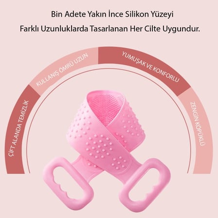 Çift Taraflı Banyo Hamam Lifi Silikon Masajlı Yumuşak Duş Lifi Uzun Ömürlü Hazır Banyo Kesesi (5372)