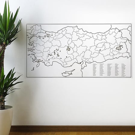 Yazılabilir Türkiye Haritası Manyetik Duvar Stickerı 110 x 56 cm (5372)