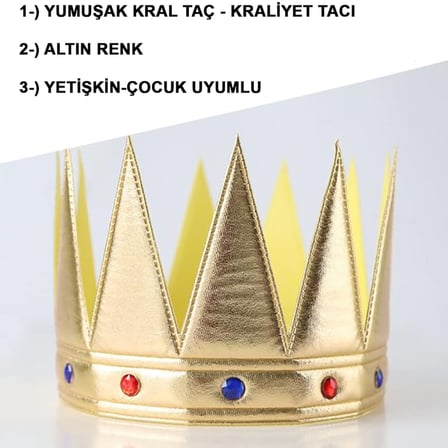 Altın Renk Eva Yumuşak Kral Kraliyet Tacı Yetişkin Çocuk Uyumlu 55 cm (5372)
