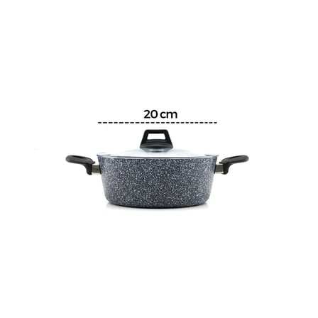 GRİ 7 PARÇA GRANİT TENCERE - TAVA SETİ 20-24CM DERİN - 27CM BASIK CAM KAPAK TENCERE - 26CM TAVA (5372)