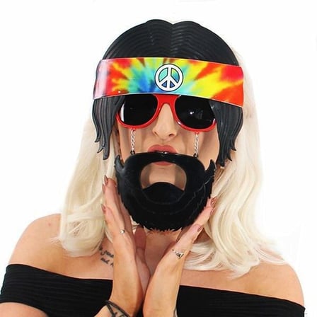 Siyah Saçlı Bandana Tasarımlı Hippi Parti Gözlüğü x cm ()