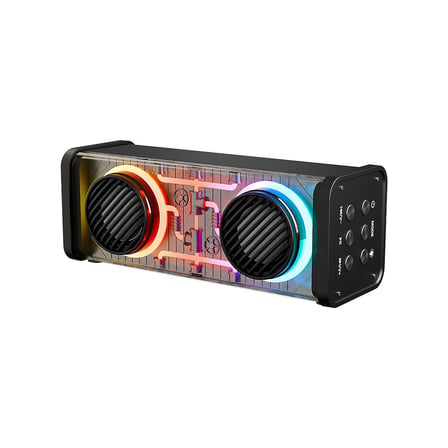 SİYAH KABLOSUZ HOPARLÖR - SPEAKER TAŞINABİLİR MP3 IŞIKLI USB ŞARJLI BT - AUX - TES 10 MT MENZİL 1200mAH PİL - 10W (5372)