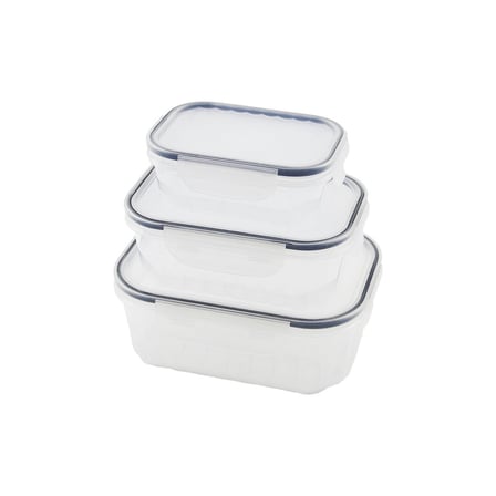 3PCS QUİCK SIZDIRMAZ SAKLAMA KABI SETİ ŞEFFAF KAP - BUĞULU-CONTALI KAPAK  500-1000-1700ML (5372)