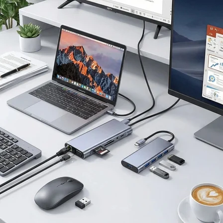 in Type-C Çoklayıcı Hub HDMI K USB . SD TF Kart RJ Ethernet Dönüştürücü Adaptör ()