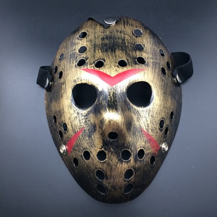 Bakır Renk Kırmızı Çizgili Tam Yüz Hokey Jason Maskesi Hannibal Maskesi (5372)