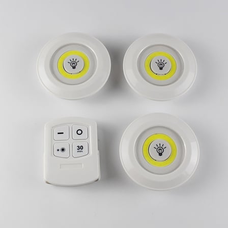 3&amp;apos;lü Uzaktan Kumandalı Pilli Yapışkanlı Kablosuz Led Spot Lambalar (5372)