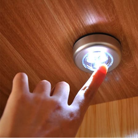 Kablosuz Spot Pilli Dokunmatik Led Lamba 3 Ledli Dolap Lambası (5372)