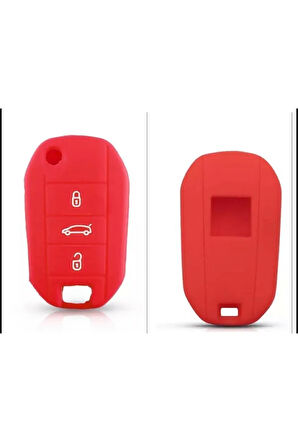 Citroen C-elysee Uyumlu Silikon Anahtar Koruma Kılıfı Kırmızı Renk