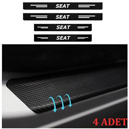 Seat Ateca İçin Uyumlu Aksesuar Oto Kapı Eşiği Sticker Karbon 4 Adet