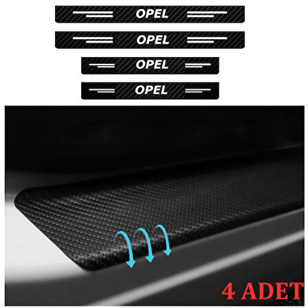 Opel Grandland İçin Uyumlu Aksesuar Oto Kapı Eşiği Sticker Karbon 4 Adet