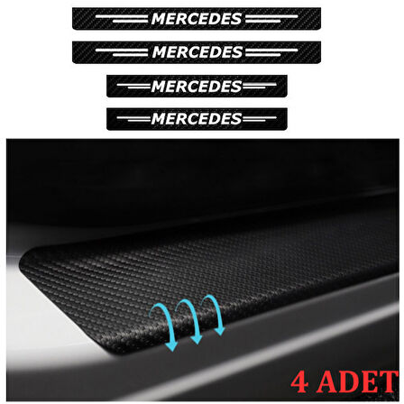 Mercedes Slk İçin Uyumlu Aksesuar Oto Kapı Eşiği Sticker Karbon 4 Adet