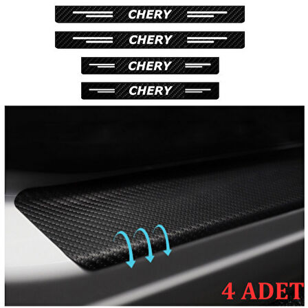 Chery Tiggo İçin Uyumlu Aksesuar Oto Kapı Eşiği Sticker Karbon 4 Adet