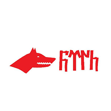 Kurt Başı Ve Göktürkçe Türk yazısı Sticker (Oto-Motor-Laptop-Duvar-Dekor) 20 x 8 cm