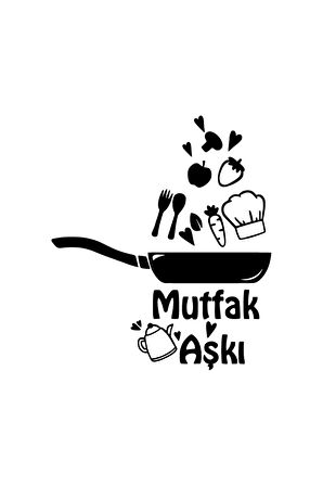Mutfak Aşkı Sticker (Oto-Motor-Laptop-Duvar-Dekor) 10 x 11 cm