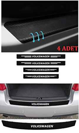 Volkswagen Jetta İçin Uyumlu Aksesuar Oto Bağaj Ve Kapı Eşiği Sticker Set Karbon