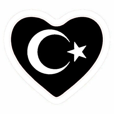 Kalp Türk Bayrağı Oto Kaput Sticker  40 x 40 cm