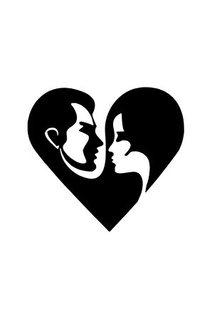 Kalp İçinde Çift Sticker Duvar Dekor Sticker 40 x 36 cm