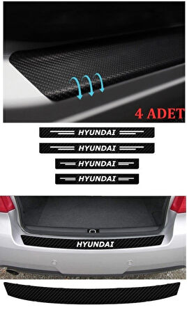 Hyundai İ20 İçin Uyumlu Aksesuar Oto Bağaj Ve Kapı Eşiği Sticker Set Karbon