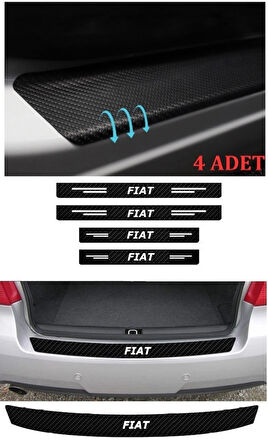 Fiat Siena İçin Uyumlu Aksesuar Oto Bağaj Ve Kapı Eşiği Sticker Set Karbon