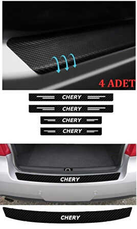 Chery Tiggo İçin Uyumlu Aksesuar Oto Bağaj Ve Kapı Eşiği Sticker Set Karbon