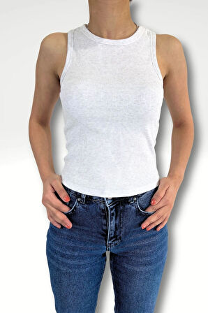 Fitilli kolsuz t-shirt