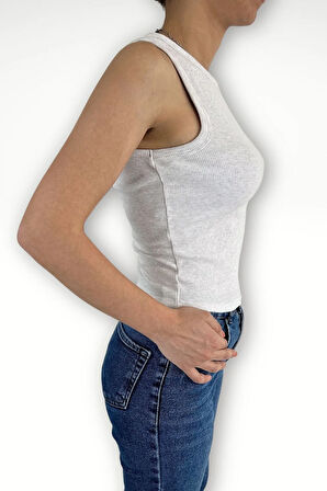 Fitilli kolsuz t-shirt