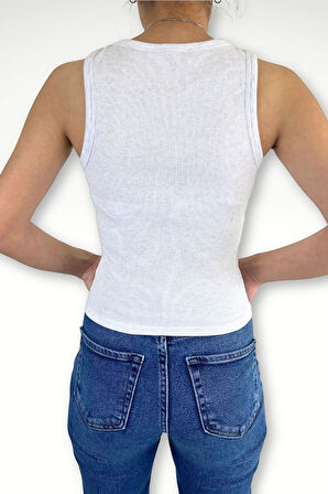 Fitilli kolsuz t-shirt