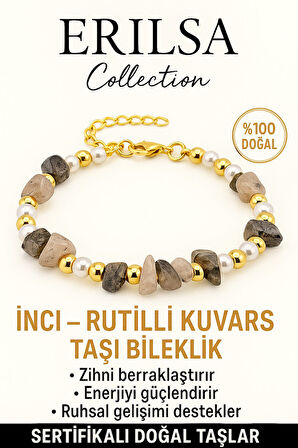 Sertifikalı İnci ve Rutil Kuvars Taşı Bileklik – Zihinsel Berraklık