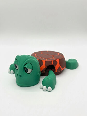 Fanatik Kaplumbağa Bardak Altlığı – Hareketli ve Eğlenceli Kupa Altlığı (Kahverengi - Turuncu Çizgili)