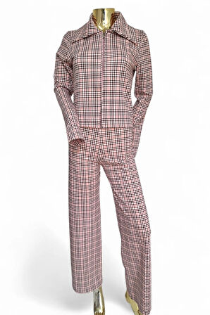 #ORIJINAL #MASIMODUTI #İKİLİ TAKIM #EKOSE #CEKET #PANTOLON #PEMBE