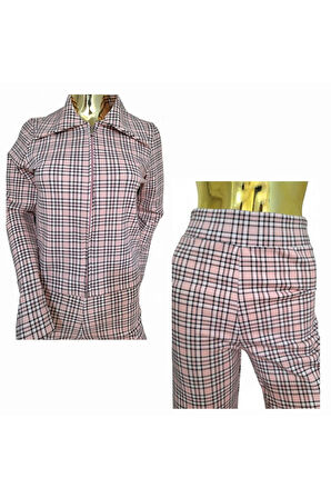 #ORIJINAL #MASIMODUTI #İKİLİ TAKIM #EKOSE #CEKET #PANTOLON #PEMBE