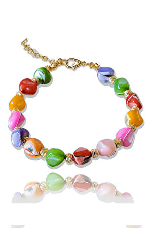 Sertifikalı Renkli Sedef Taşı Bileklik - Ayarlamalı