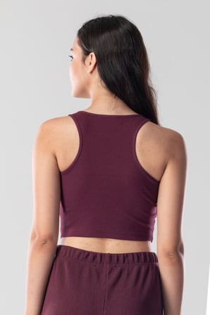 Halter Yaka Atlet Crop Slogan Baskılı Pamuklu Fitilli Örme Kaşkorse Likralı Top
