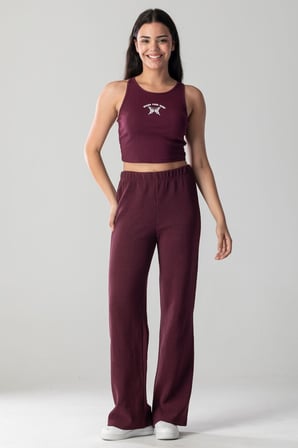 Halter Yaka Atlet Crop Slogan Baskılı Pamuklu Fitilli Örme Kaşkorse Likralı Top