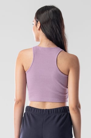 Halter Yaka Atlet Crop Slogan Baskılı Pamuklu Fitilli Örme Kaşkorse Likralı Top