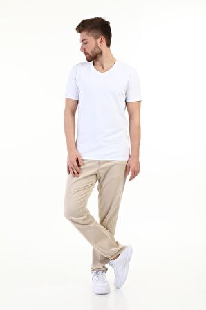 V Yaka kısa Kol Penye t-shirt