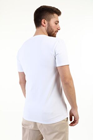 V Yaka kısa Kol Penye t-shirt