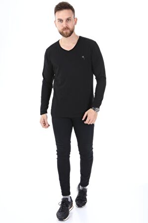 V Yaka Uzun Kol Penye t-shirt