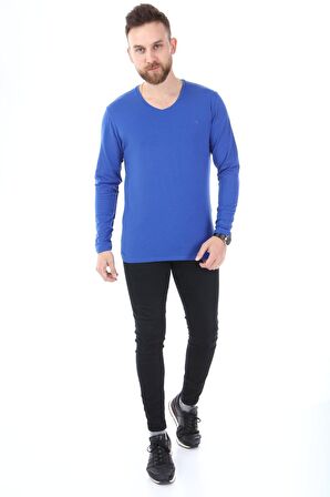 V Yaka Uzun Kol Penye t-shirt