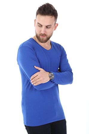 V Yaka Uzun Kol Penye t-shirt