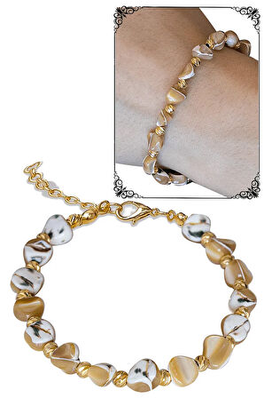 Sertifikalı Kahverengi Sedef Taşı Bileklik - Ayarlamalı