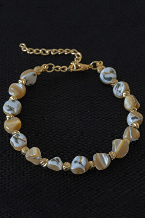 Sertifikalı Kahverengi Sedef Taşı Bileklik - Ayarlamalı