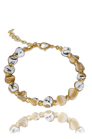 Sertifikalı Kahverengi Sedef Taşı Bileklik - Ayarlamalı