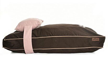Petza Zuri L Üstü Açık - Yastıklı Çift Taraflı - Fermuarlı Kahverengi - Pembe Büyük - Orta Irk Köpek Yatağı