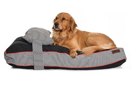 Petza Jabari L Üstü Açık - Yastıklı Çift Taraflı - Fermuarlı Beyaz - Siyah Büyük - Orta Irk Köpek Yatağı