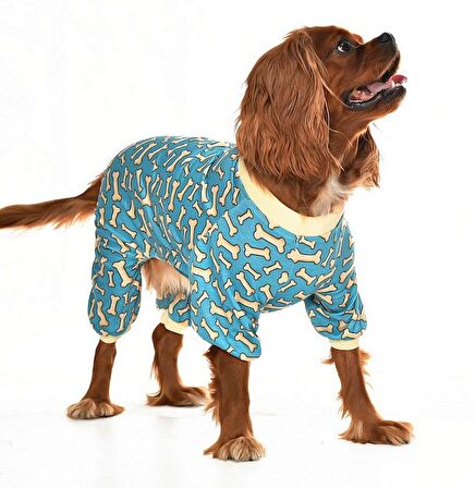 Küçük ve Orta Irk Köpek Pijama Tulum - Bones - Köpek Kıyafeti